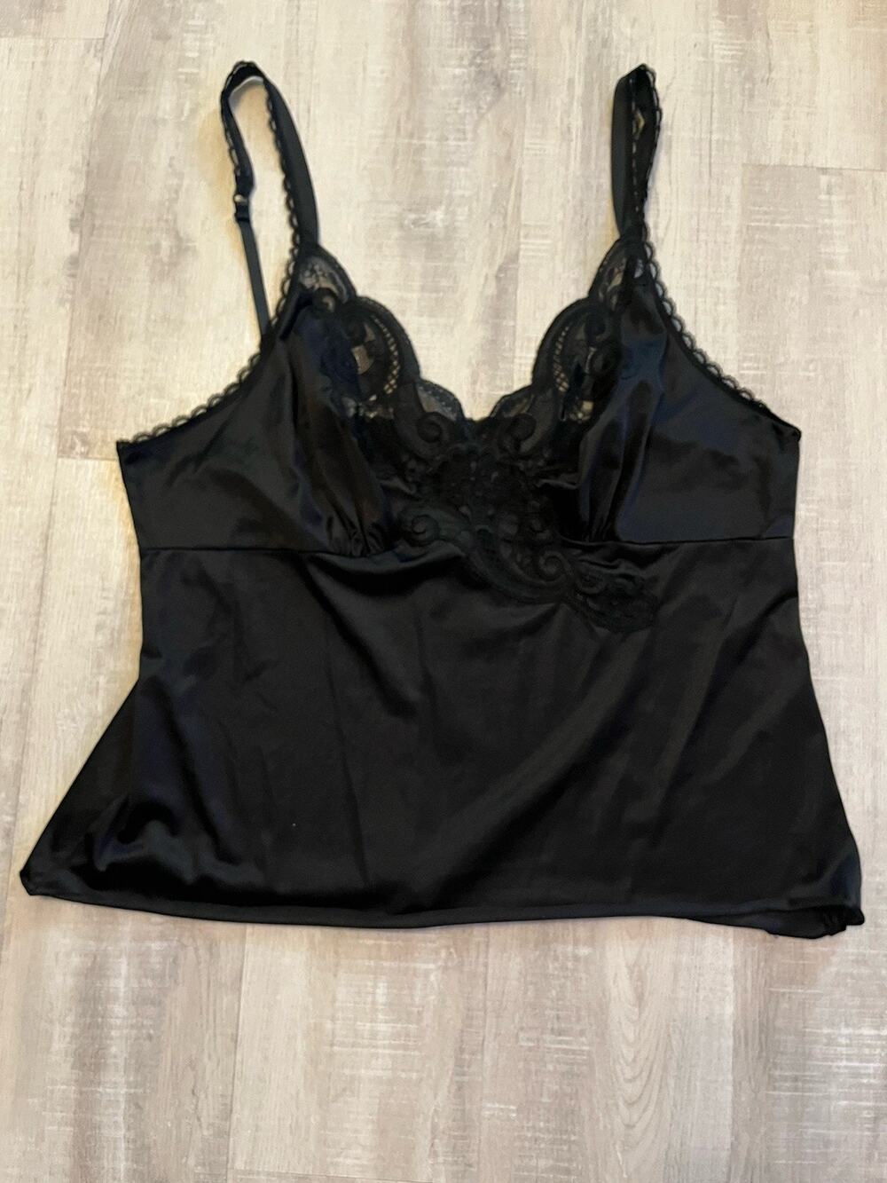 VTG 80s 90s Asymmetrical Lace Satin Cami Tank Coquette Whimsigoth Grunge 34 S/M